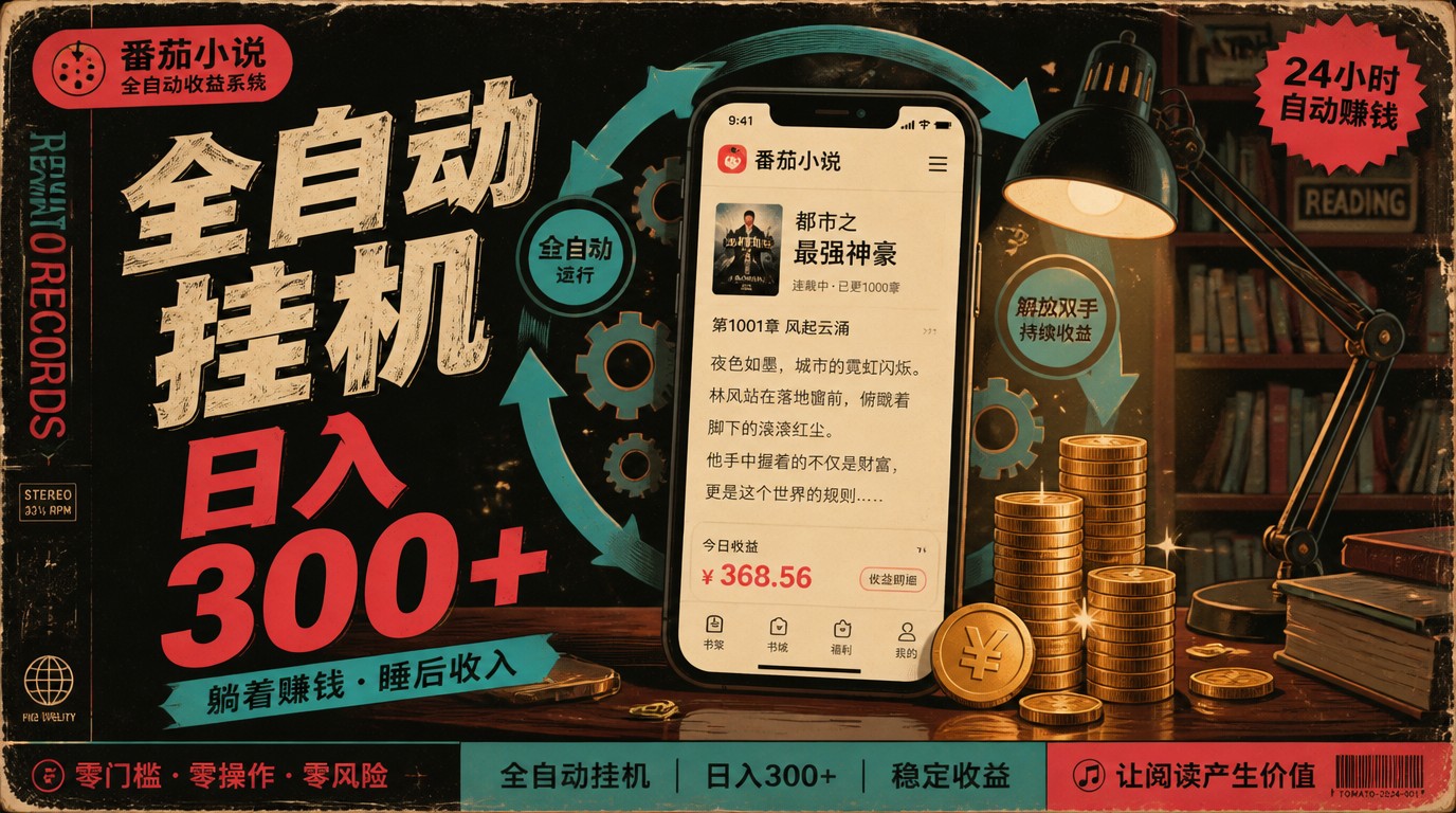全自动番茄挂机，日入300+，阅读赚钱两不误！