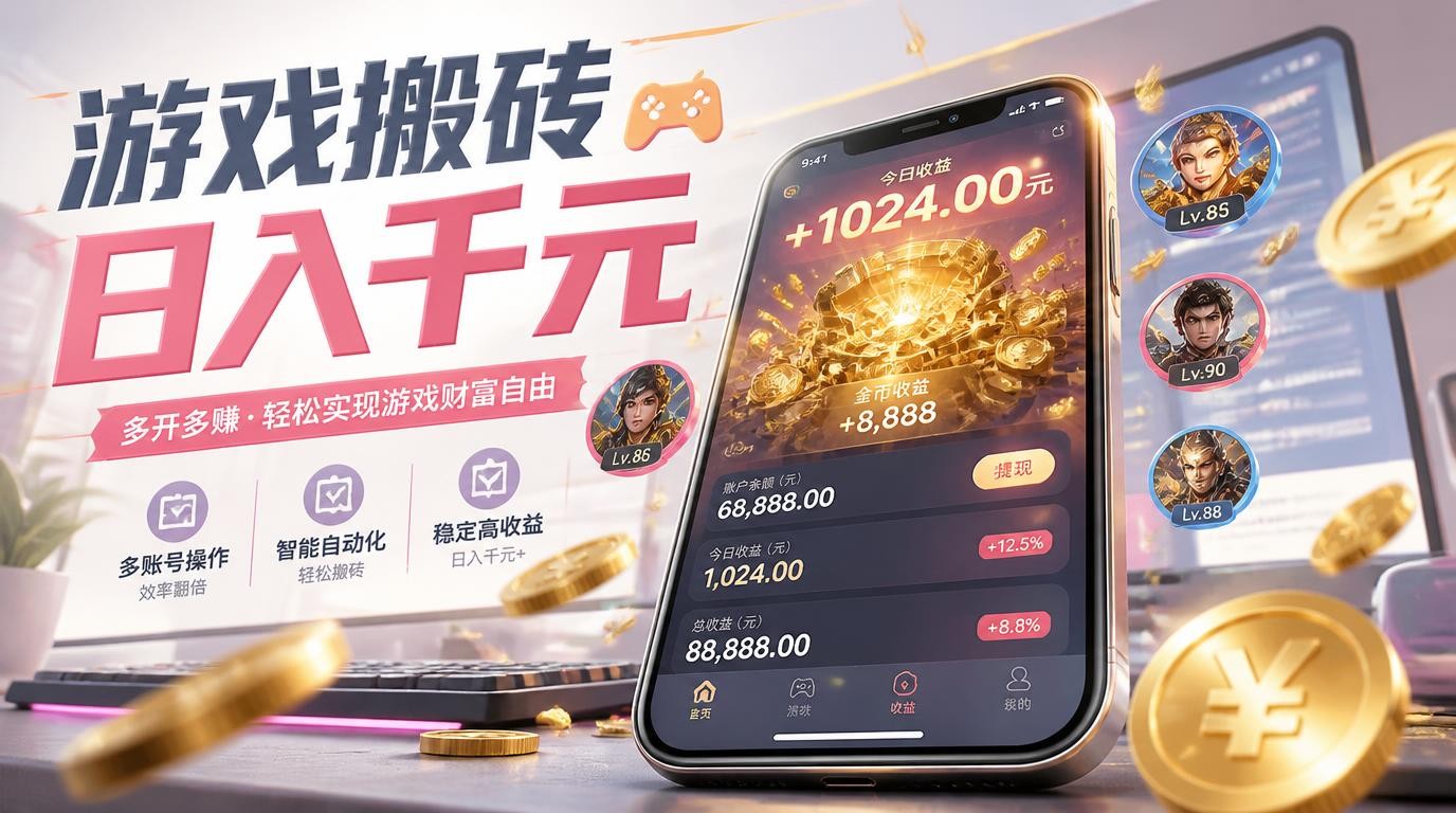 游戏搬砖日入千元？新手小白批量矩阵操作赚钱计划大揭秘
