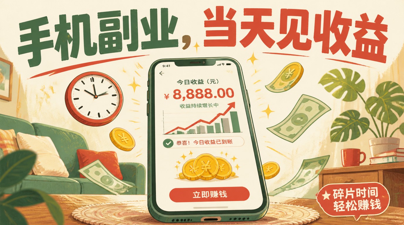 手机就能做的副业，当天见收益，普通人别错过
