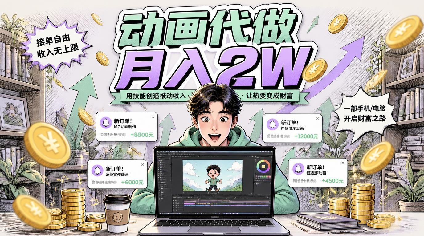 动画代做暴利揭秘：一单800，小白月入2W不是梦