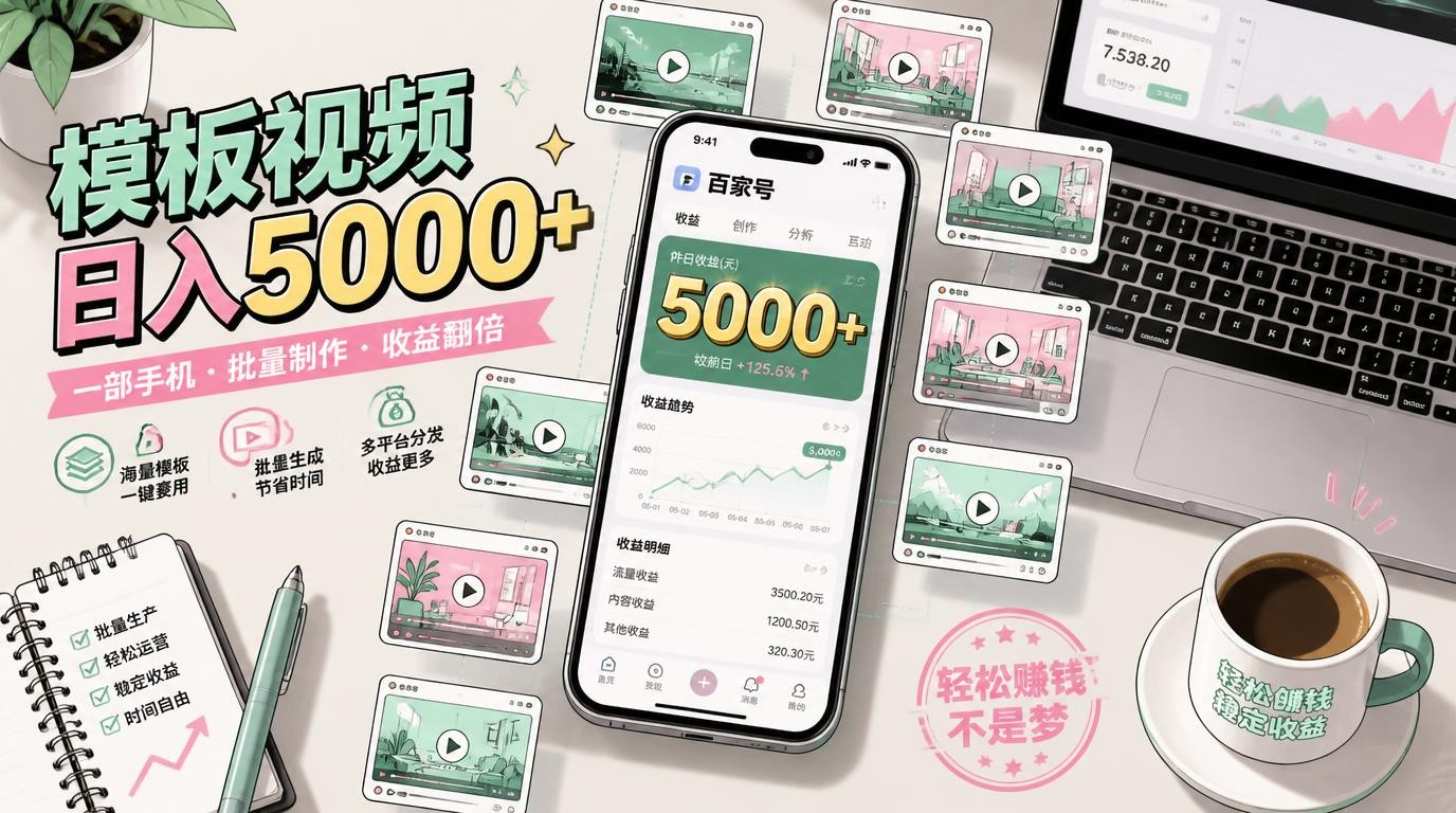 百家号模板视频风口，日入5000+的流量变现秘籍