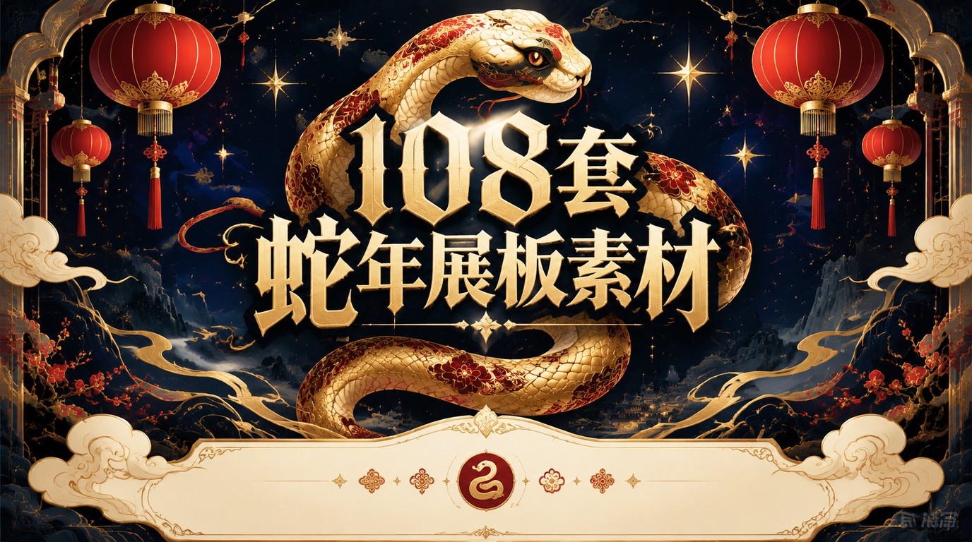108套蛇年展板素材，创意设计一网打尽