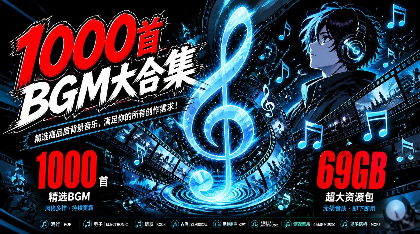1000首电影解说BGM大合集，69GB资源包限时分享！