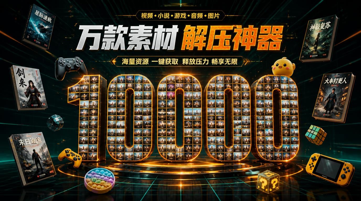 10000款小说推文视频素材+解压游戏合集，创作者必备！