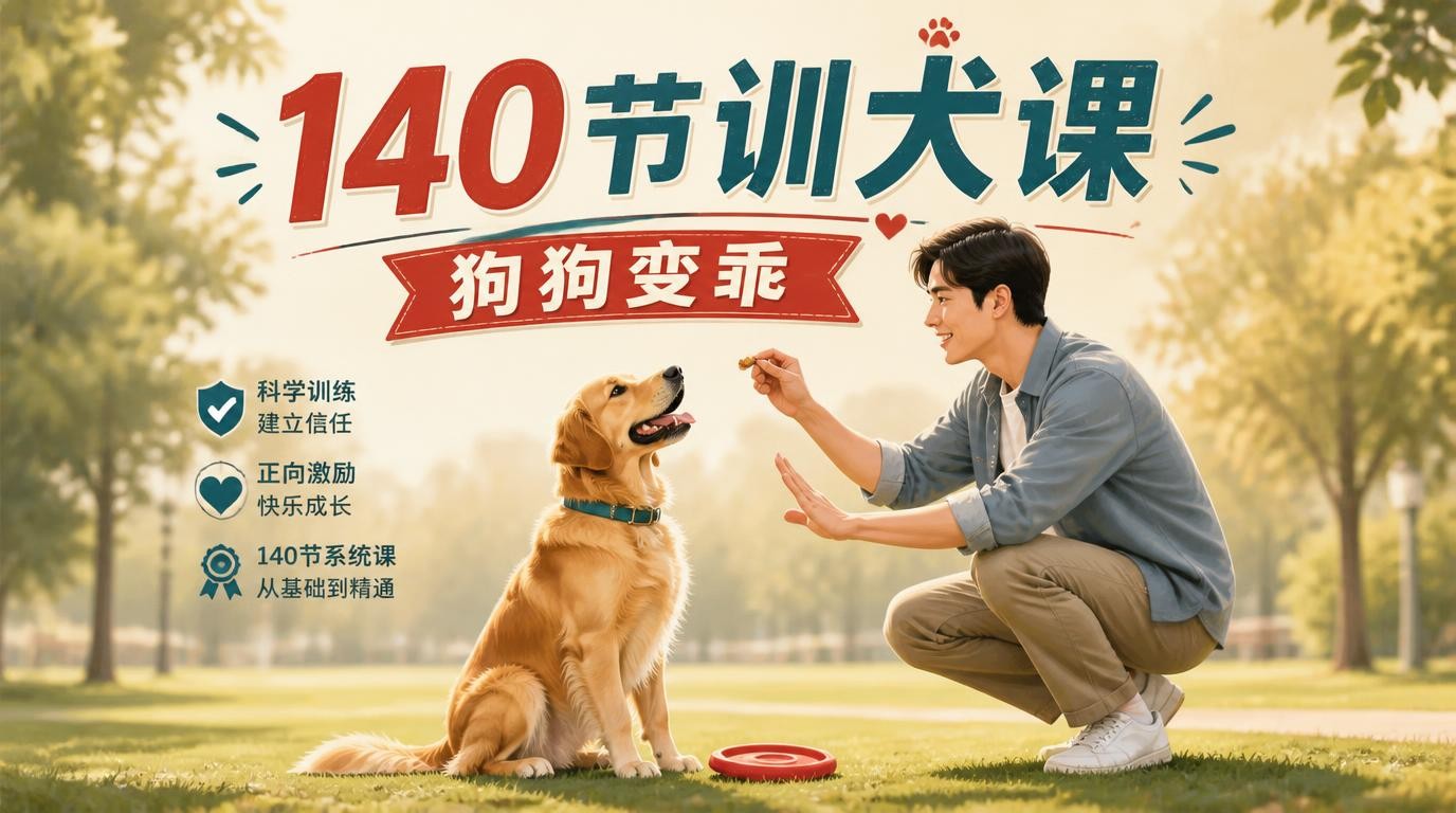 140节专业训犬课，从零基础到训犬高手