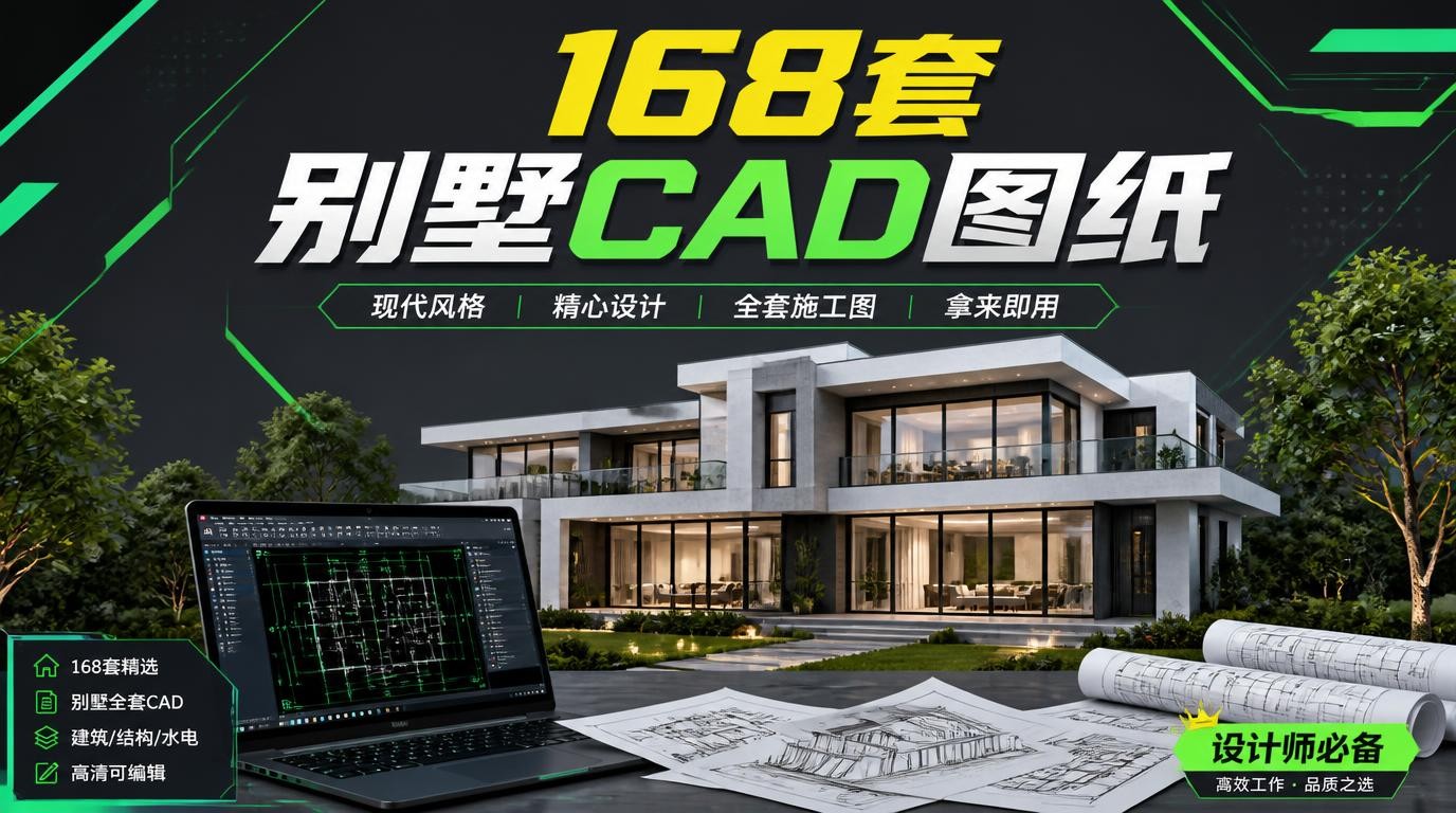 168套别墅CAD图纸，设计师必备资源