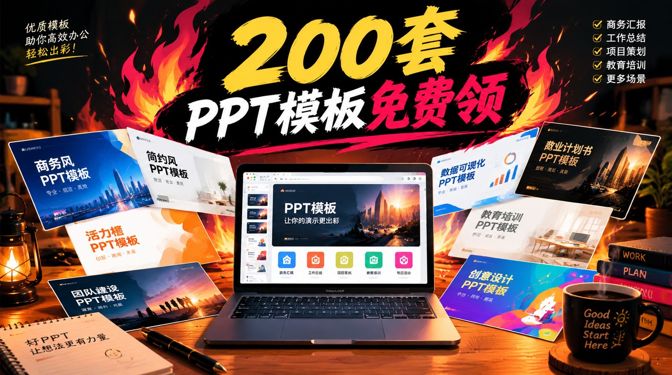 200套PPT模板免费领！职场达人必备素材包