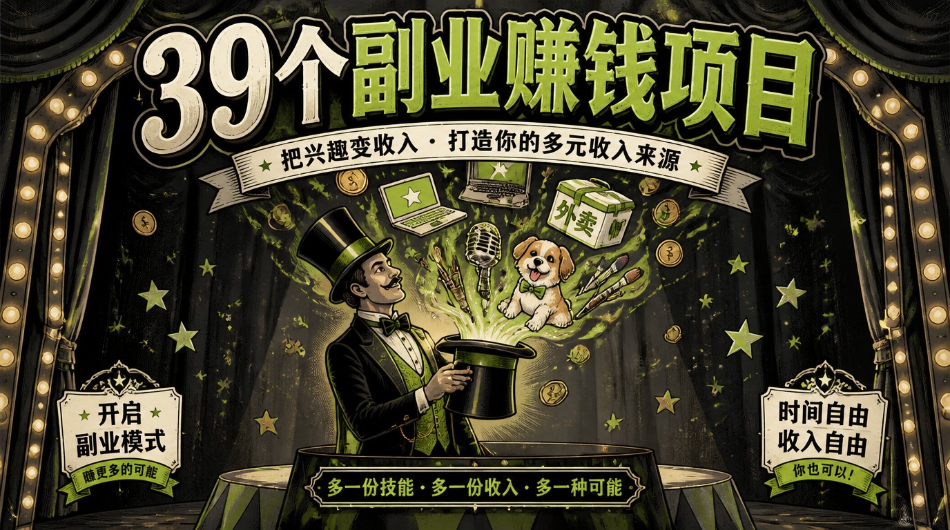 39个副业赚钱项目，总有一个适合你
