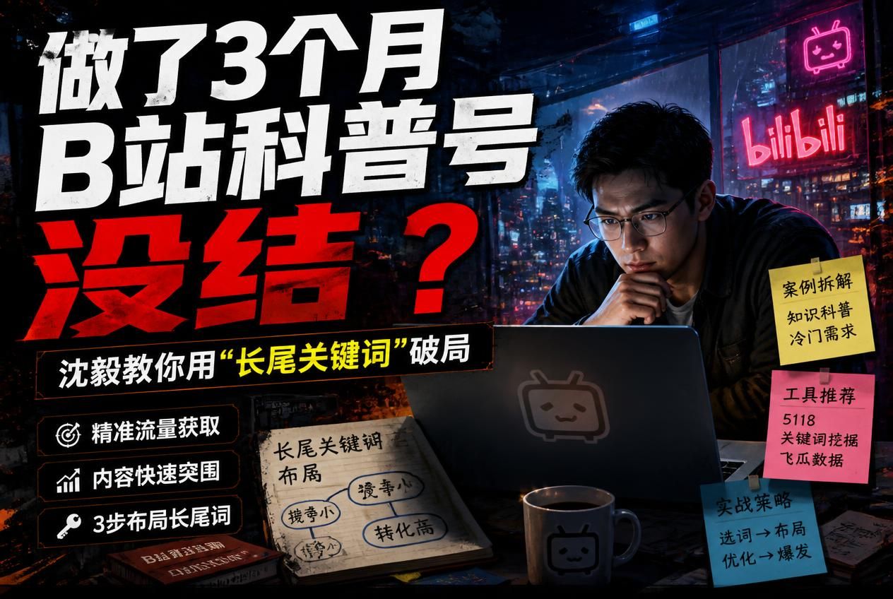 做了3个月B站科普号没结果？沈毅教你用“长尾关键词”破局