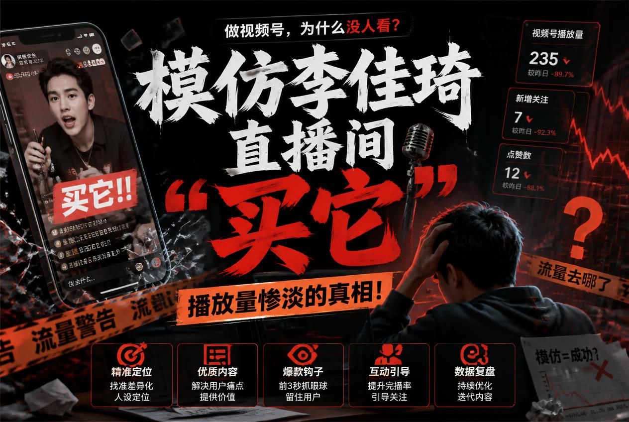 模仿李佳琦直播间“买它”句式做视频号，播放量惨淡的真相