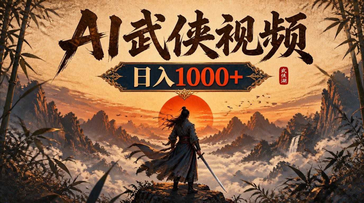 AI一键生成武侠视频，日入1000+，视频号分成新玩法