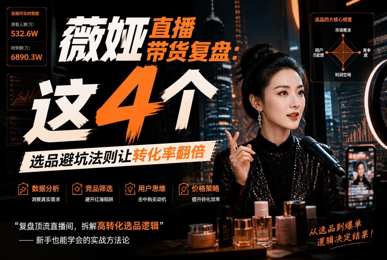 薇娅直播带货复盘：这4个选品避坑法则让转化率翻倍