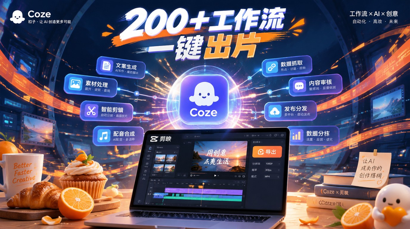 200+Coze工作流合集，一键生成剪映草稿，直接导出视频