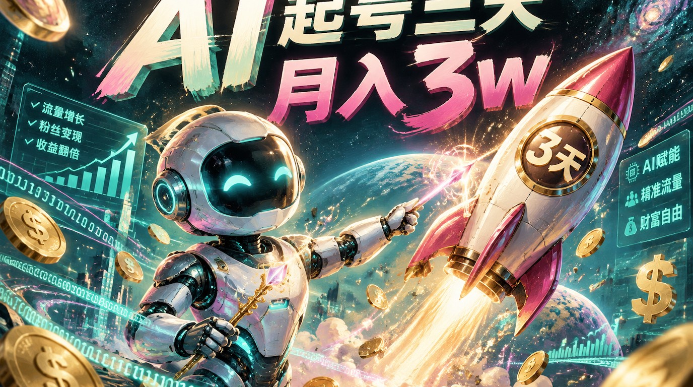 AI一键起号，三天见收益，月入3w保姆级教程