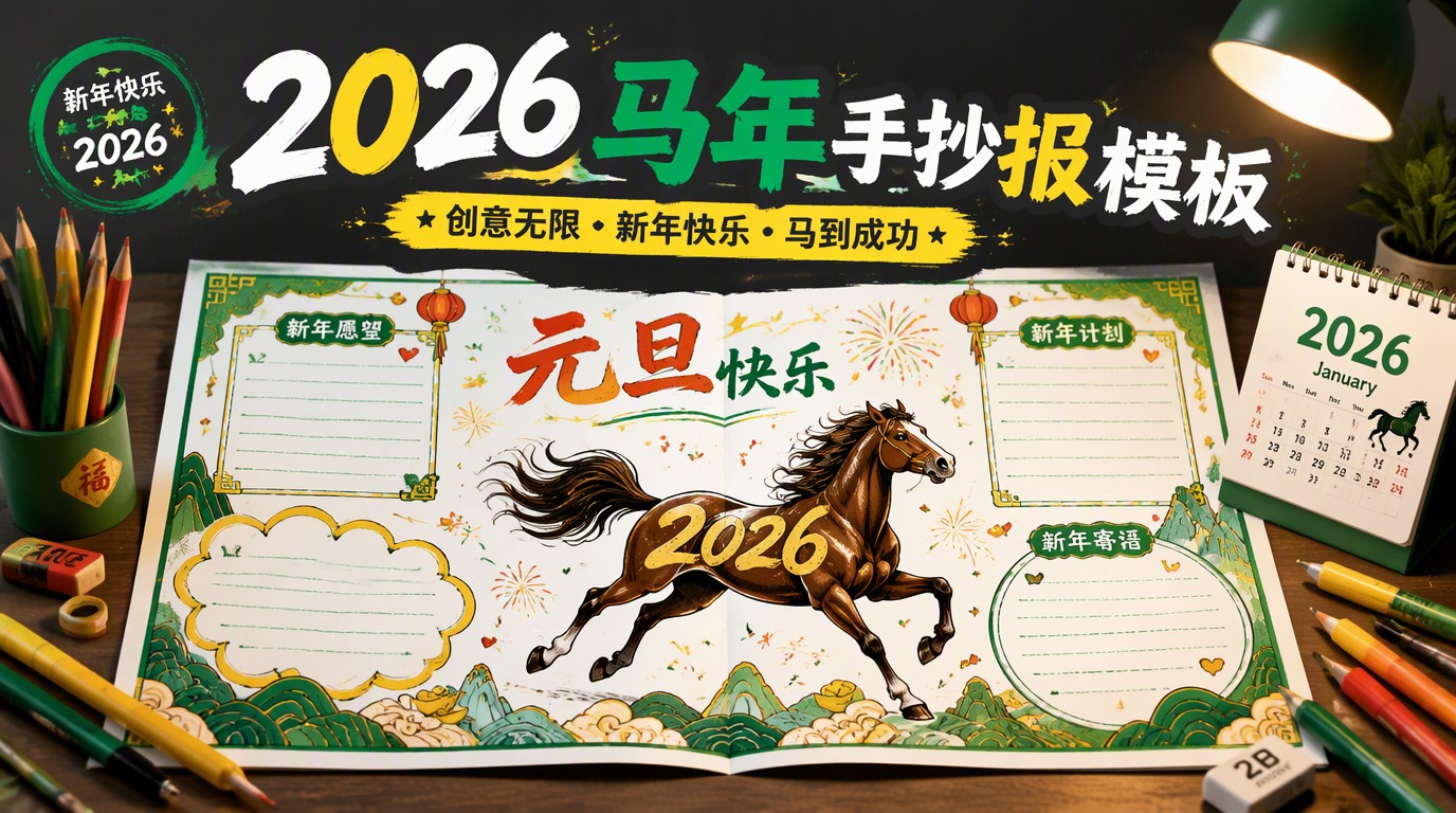 2026马年元旦手抄报模板合集，创意素材大放送