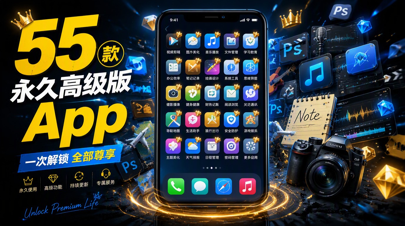 55款永久免费高级版App合集，一次拥有！