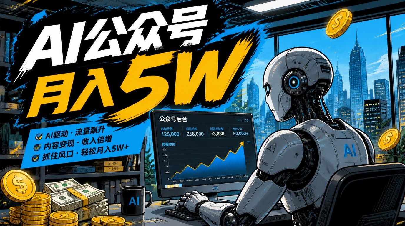 AI图文公众号掘金，月入5W傻瓜式操作