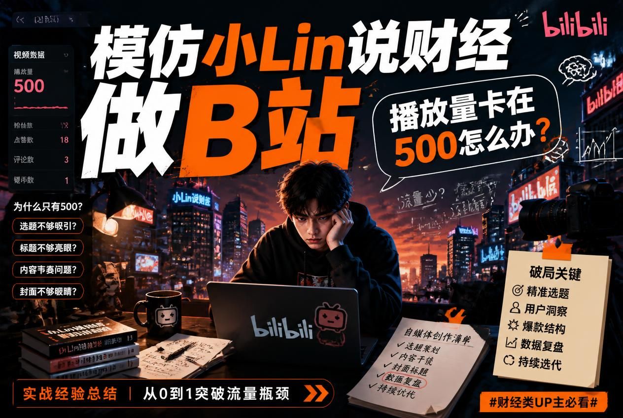 模仿小Lin说财经做B站，播放量卡在500怎么办