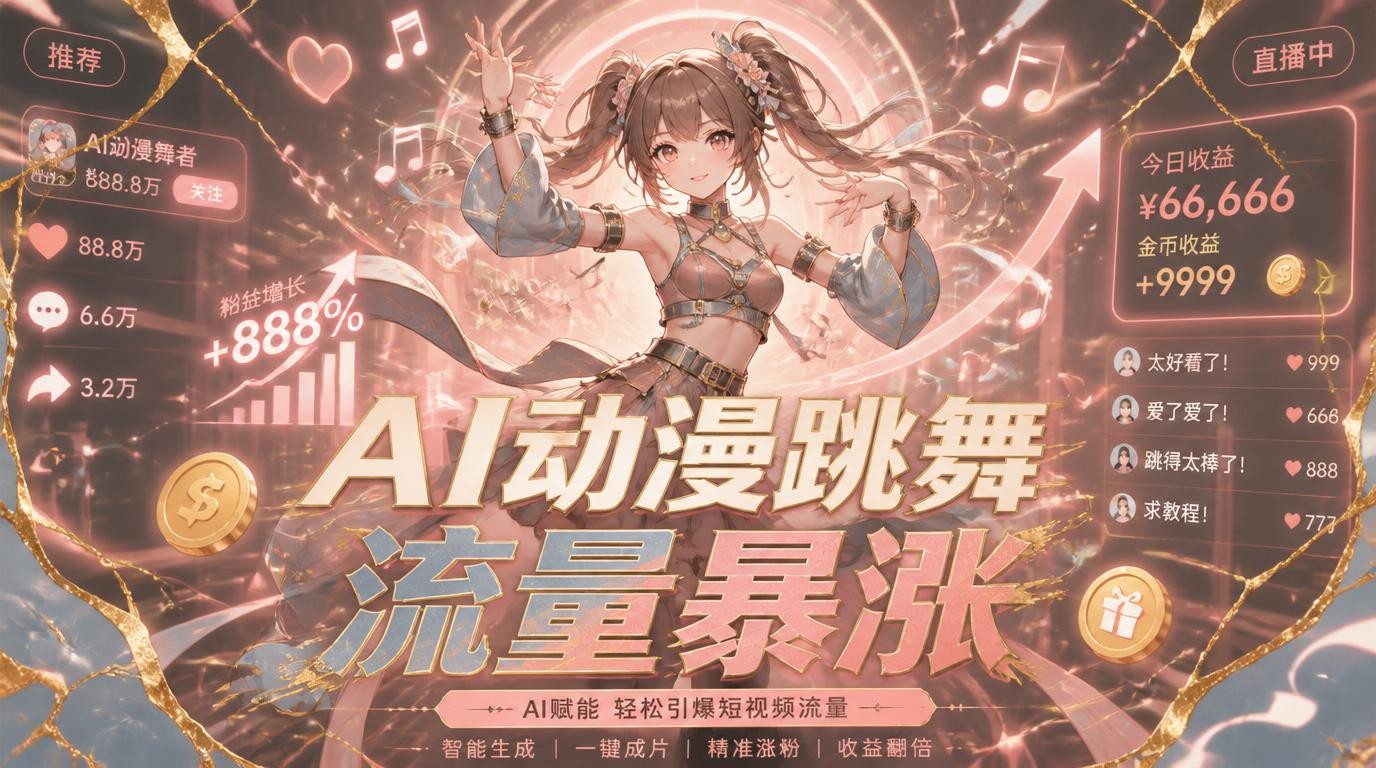 AI动漫角色跳舞，流量暴涨变现秘籍