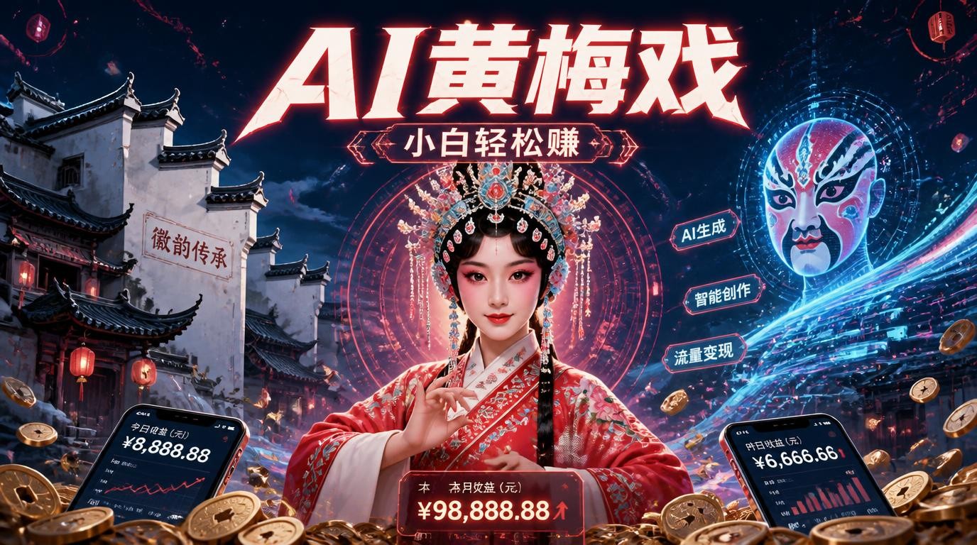 AI制作黄梅戏视频，新手小白也能轻松赚收益