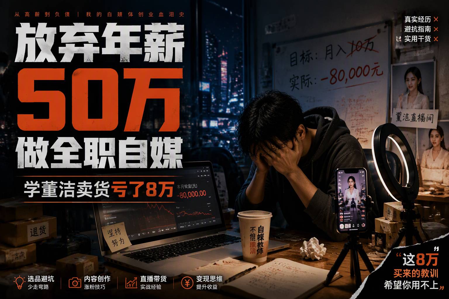 放弃年薪50万做全职自媒体，学董洁卖货亏了8万