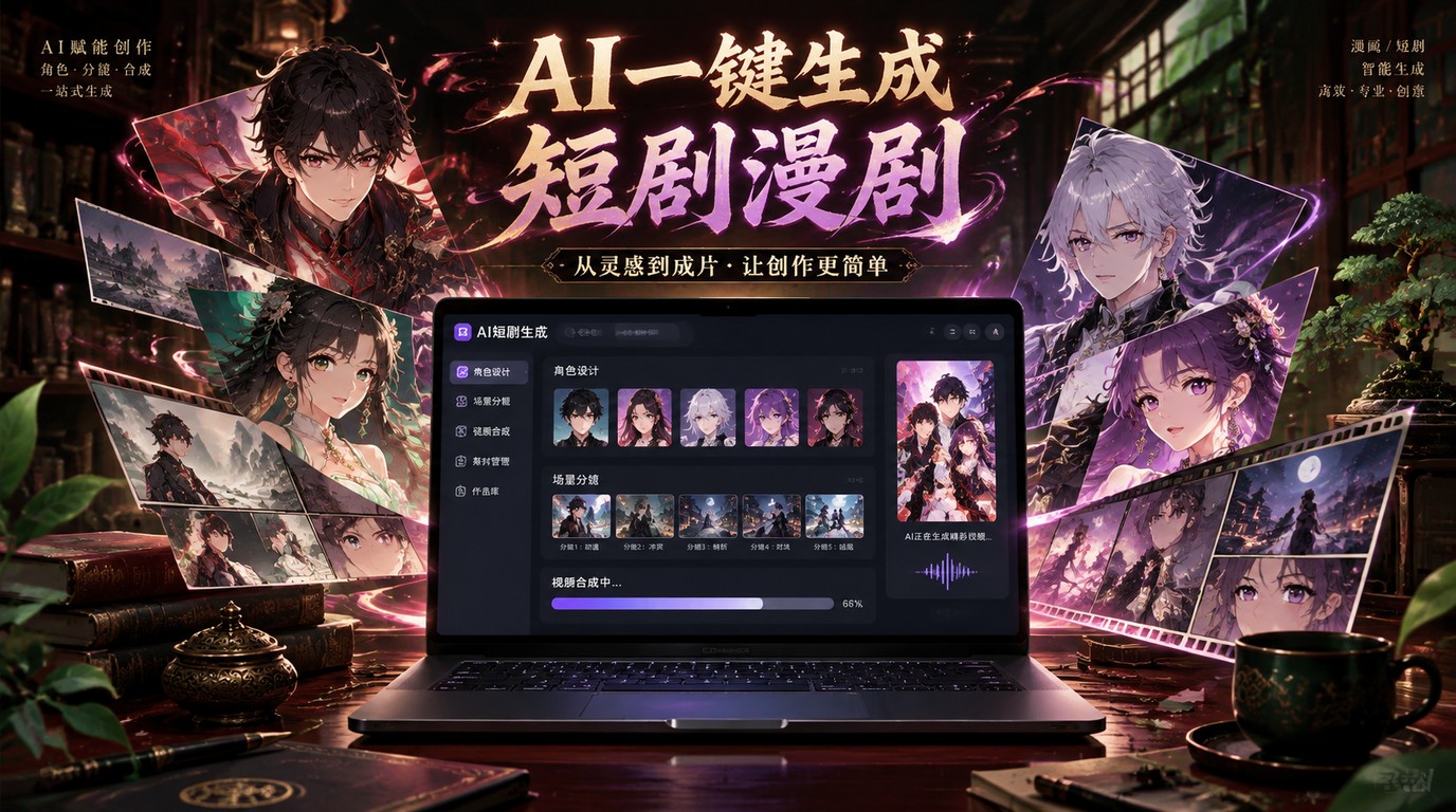 AI短剧漫剧神器：自动生成角色场景分镜，一键合成视频