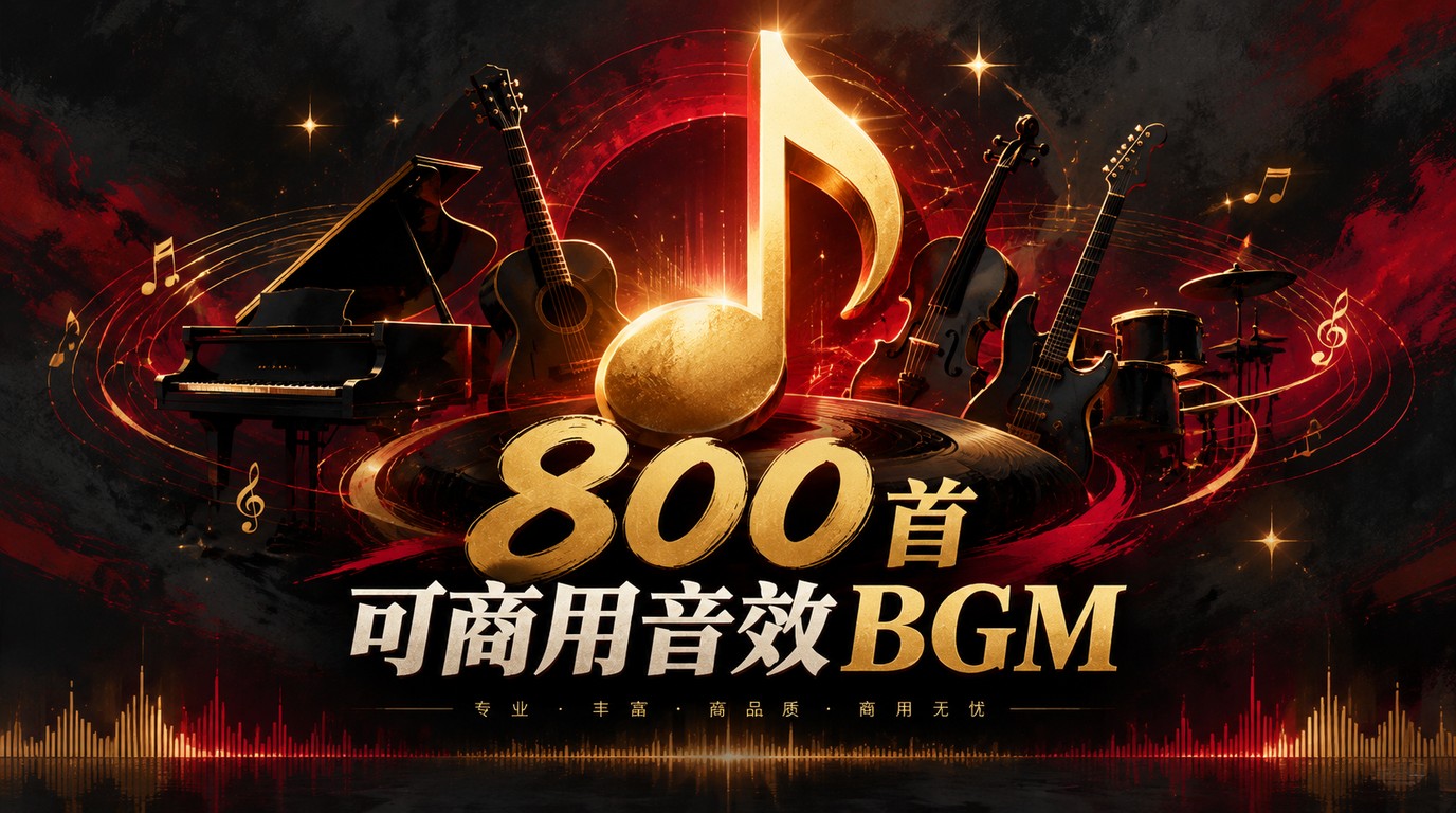 800首顶级可商用音效BGM合集，全中文分类精选！