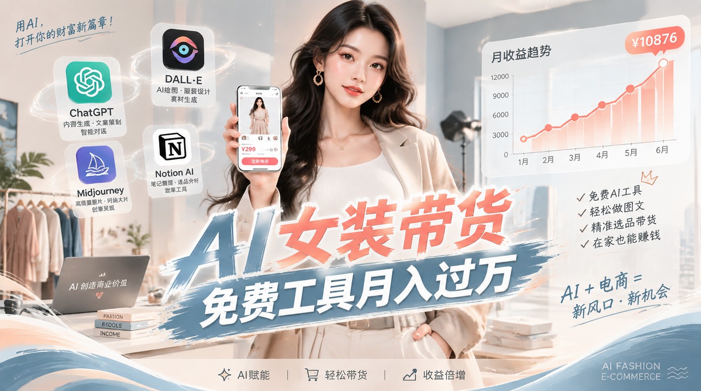 AI女装带货实操指南：免费工具助你轻松月入过万