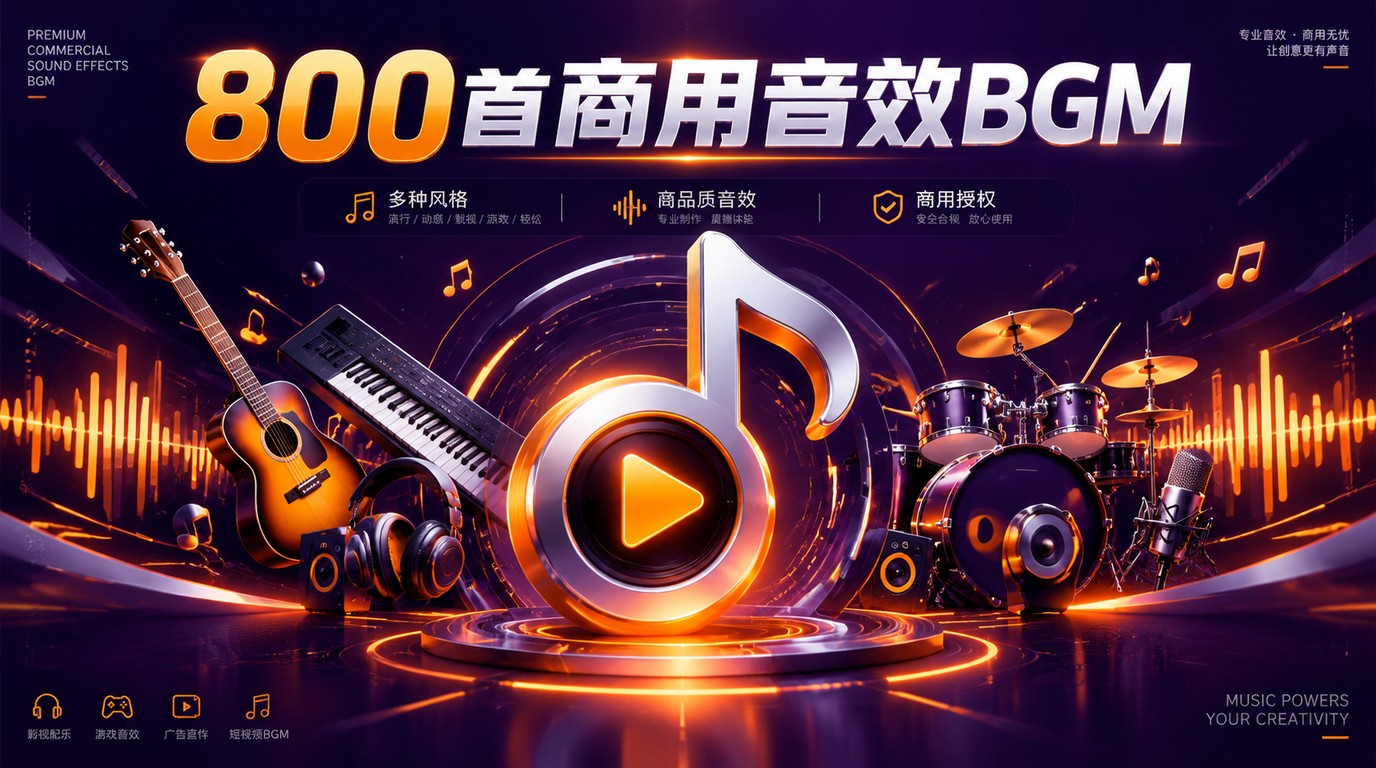 800首顶级可商用音效BGM合集，创作者必备！