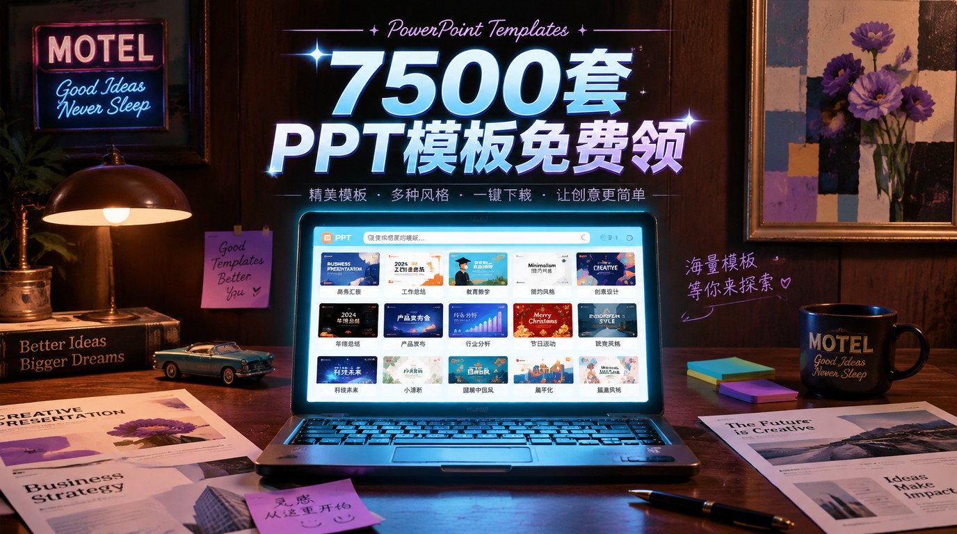 7500套精选PPT模板，一键下载，告别熬夜做幻灯片！