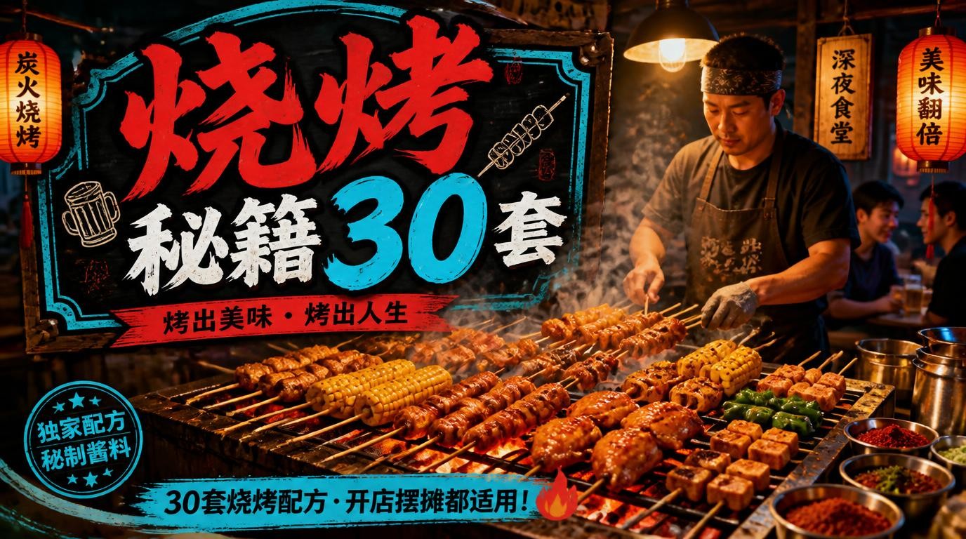 30多套烧烤炭烤小吃技术，全套教程合集大公开