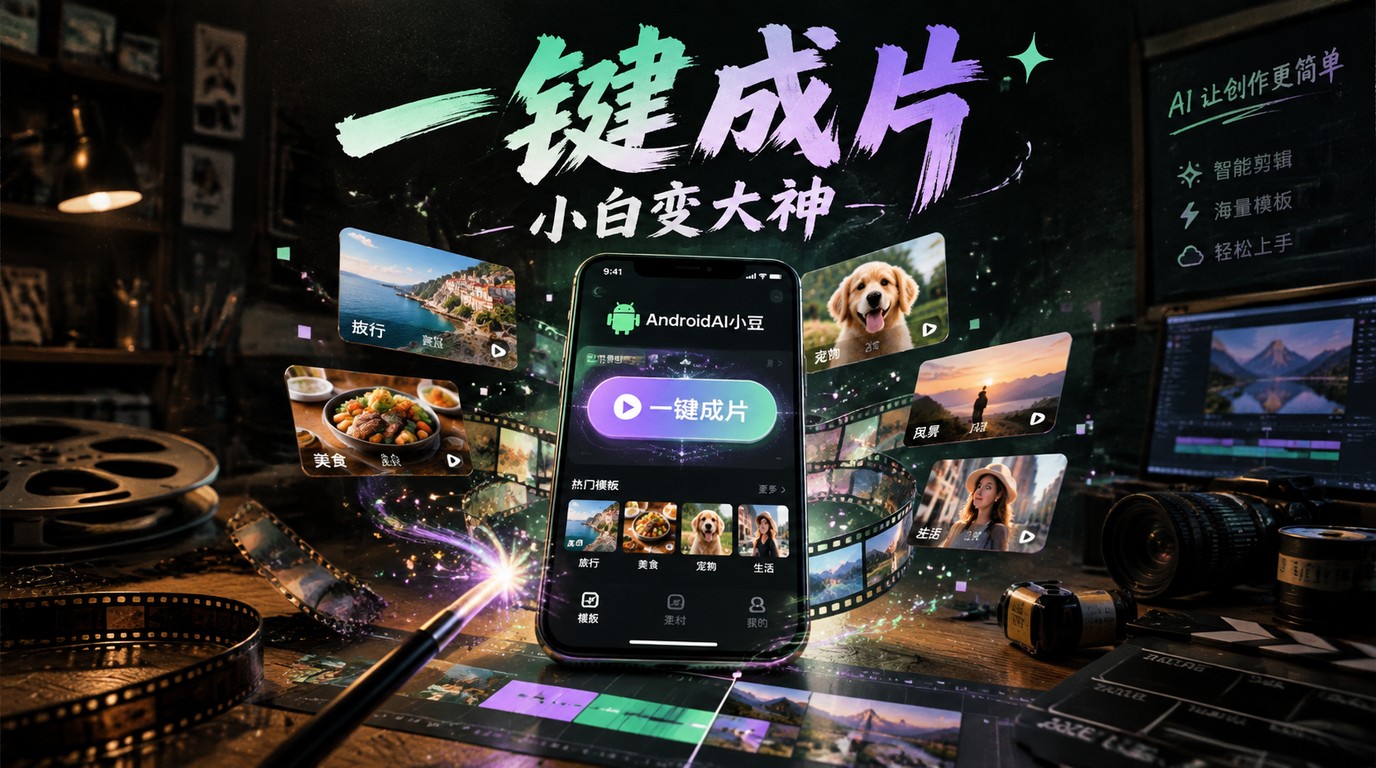 一键成片！AndroidAI小豆v101海量模板，小白也能秒变视频大神