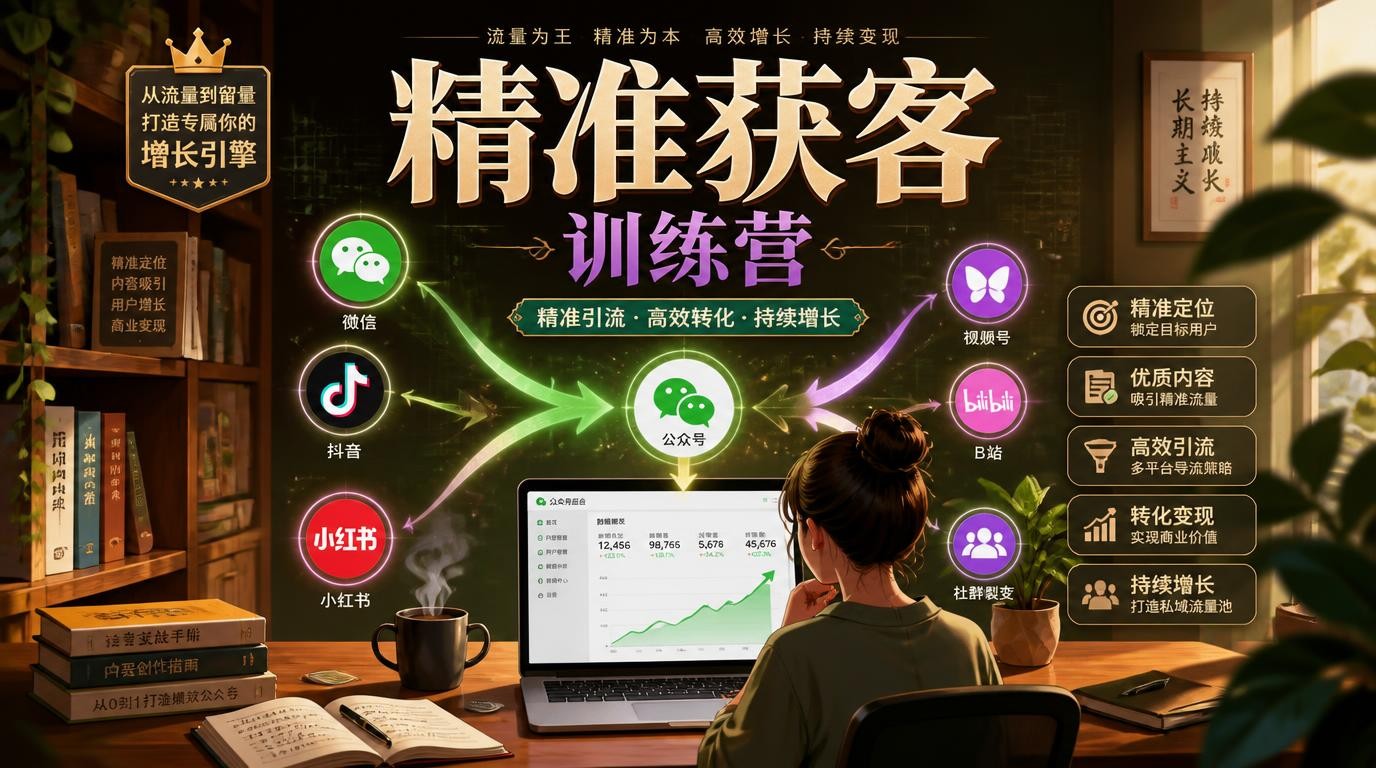 IP公众号精准获客训练营：从定位到引流，持续获客的实战秘籍