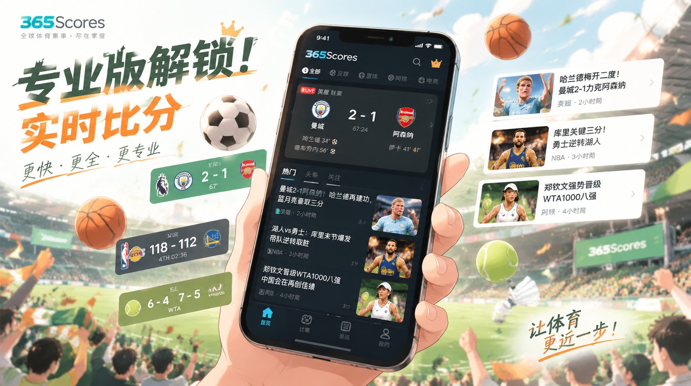 365Scores专业版解锁：实时比分与新闻全掌握