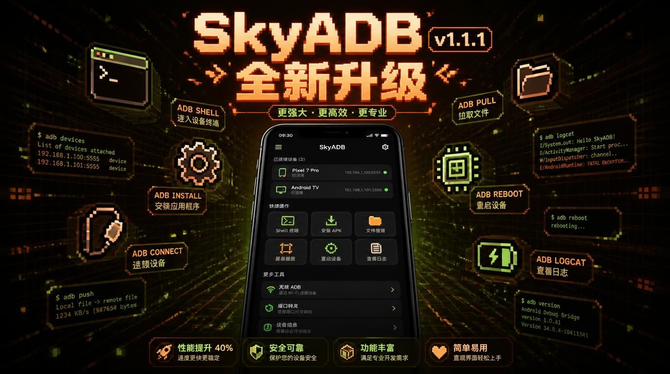 Android调试神器SkyADB v1.1.1：ADB管理工具全新升级