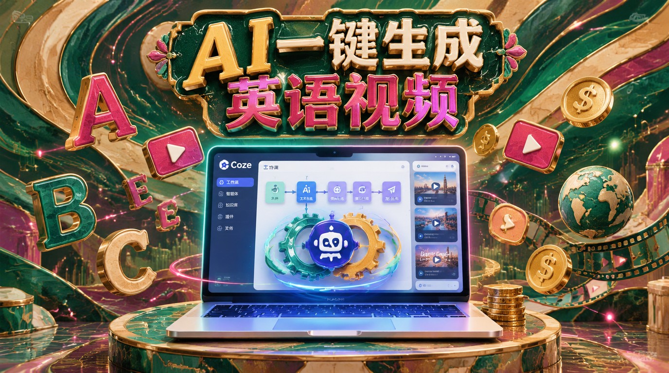 AI黑科技！Coze工作流一键生成英语教育视频，虚拟资料变现新风口