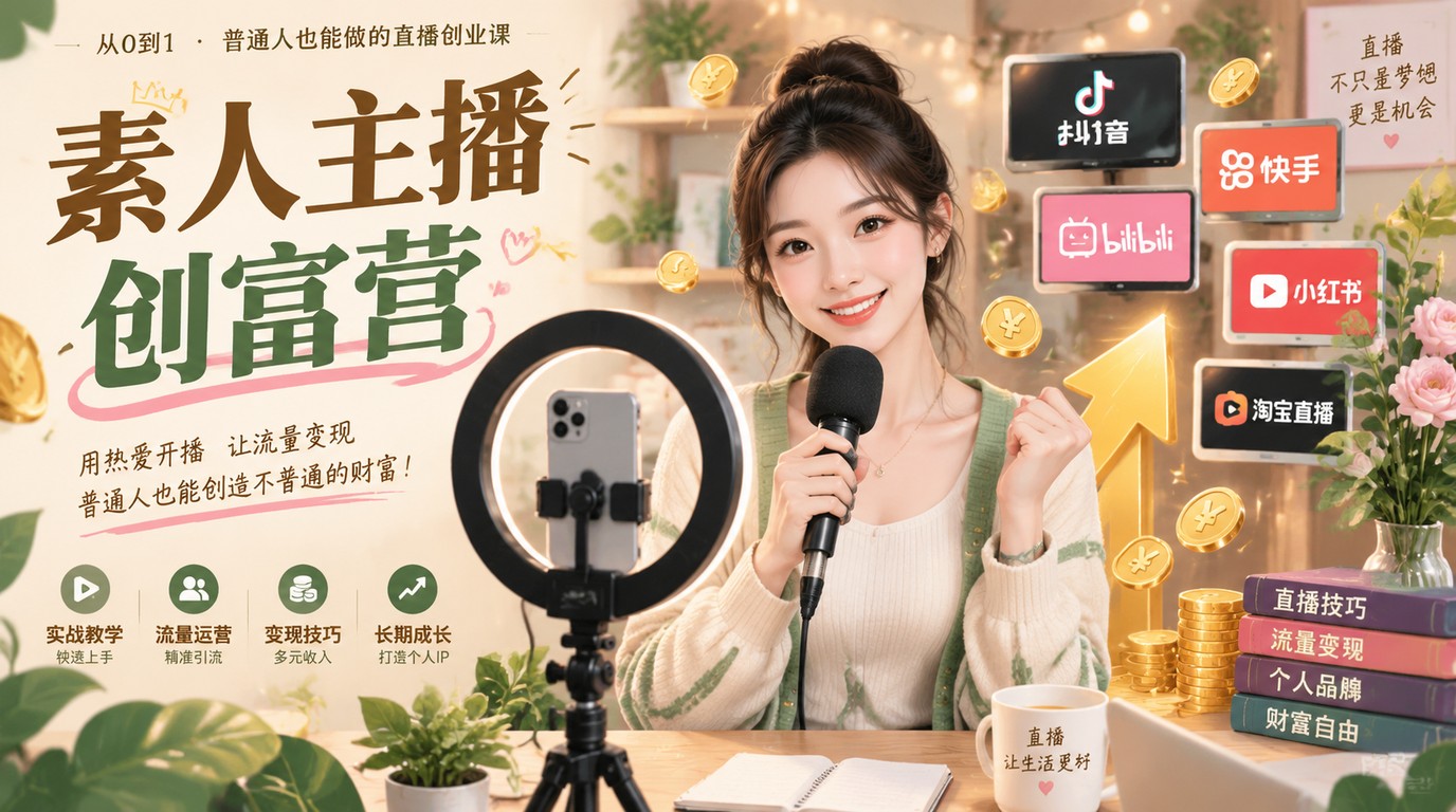 一丹创富主播联盟线上训练营，素人变主播的财富密码