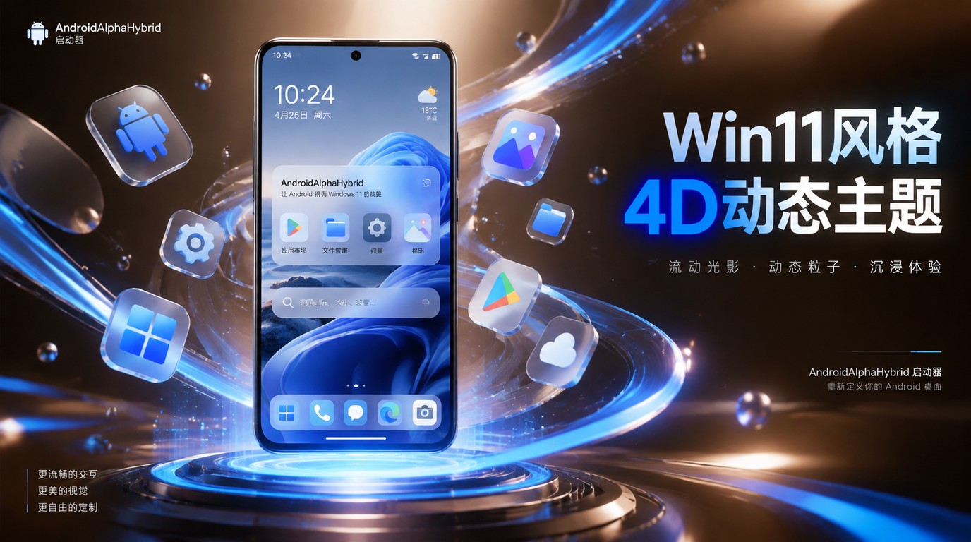 AndroidAlphaHybrid启动器：Win11风格4D动态主题