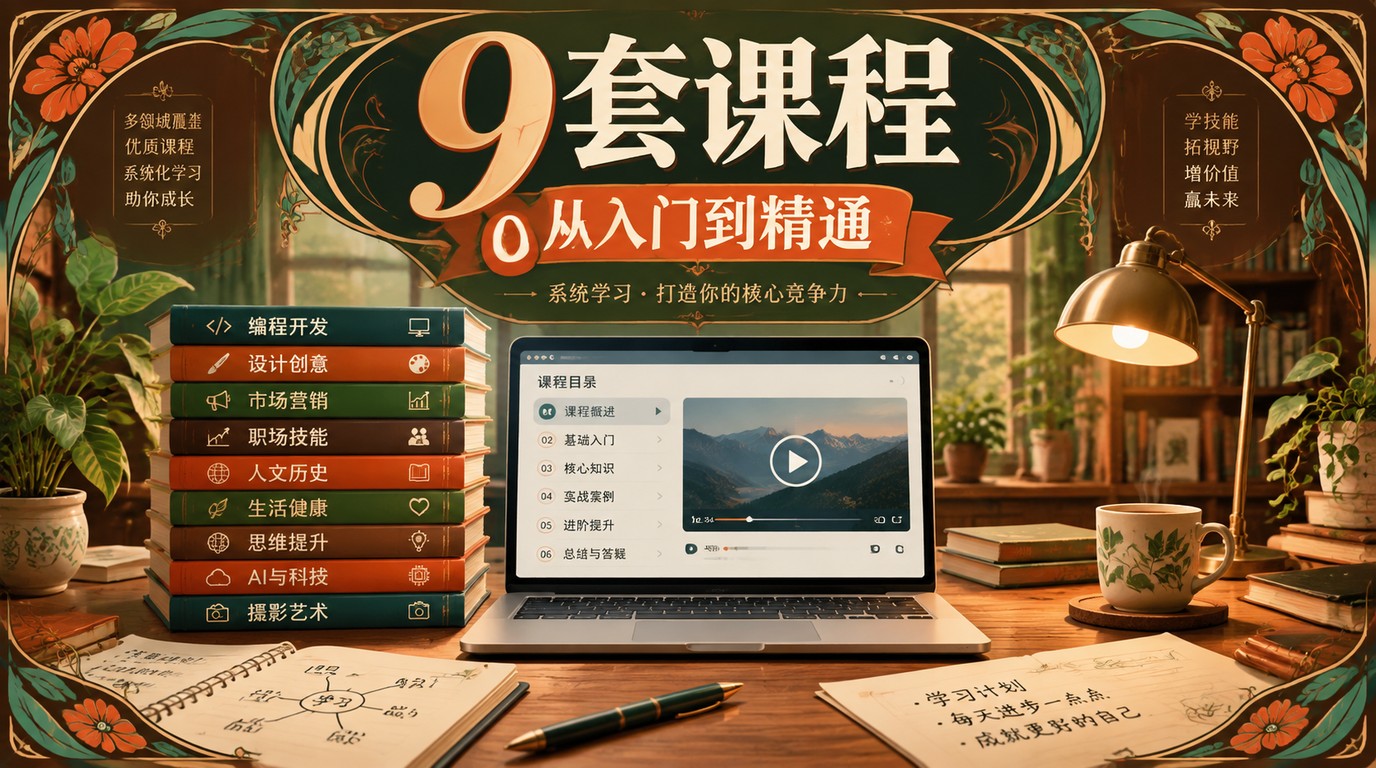 9套课程带你从入门到精通，系统学习不再迷茫