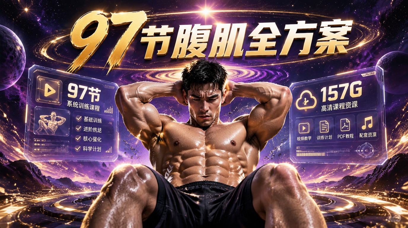 97节全课时：男性腹肌打造与瘦肚子全方案，157G超值合集