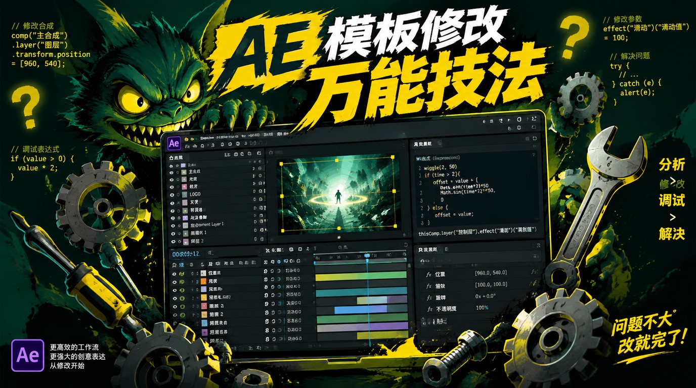 AE模板修改万能技法，解决90%的修改难题
