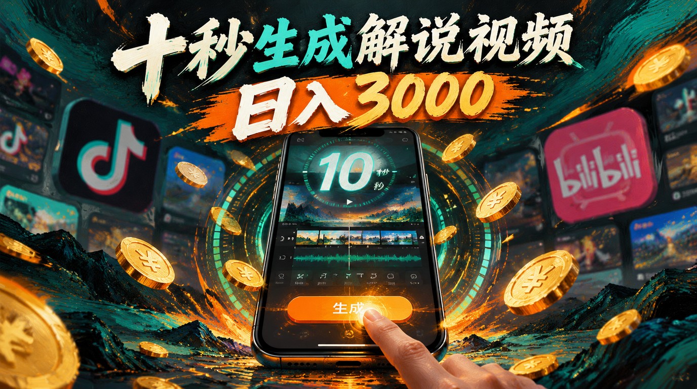 十秒生成原创解说视频，小白也能轻松日入3000