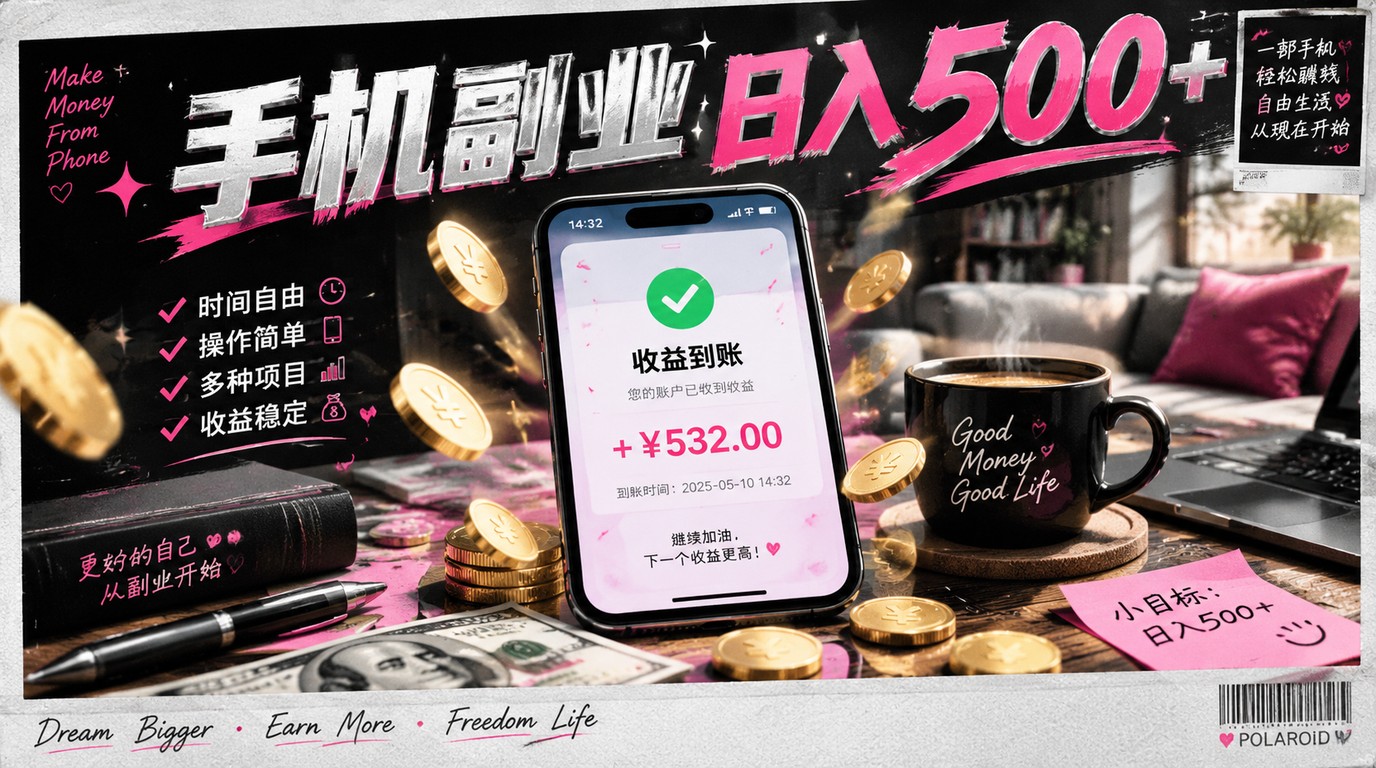 2026手机副业精选：每天十几分钟，轻松日入500+