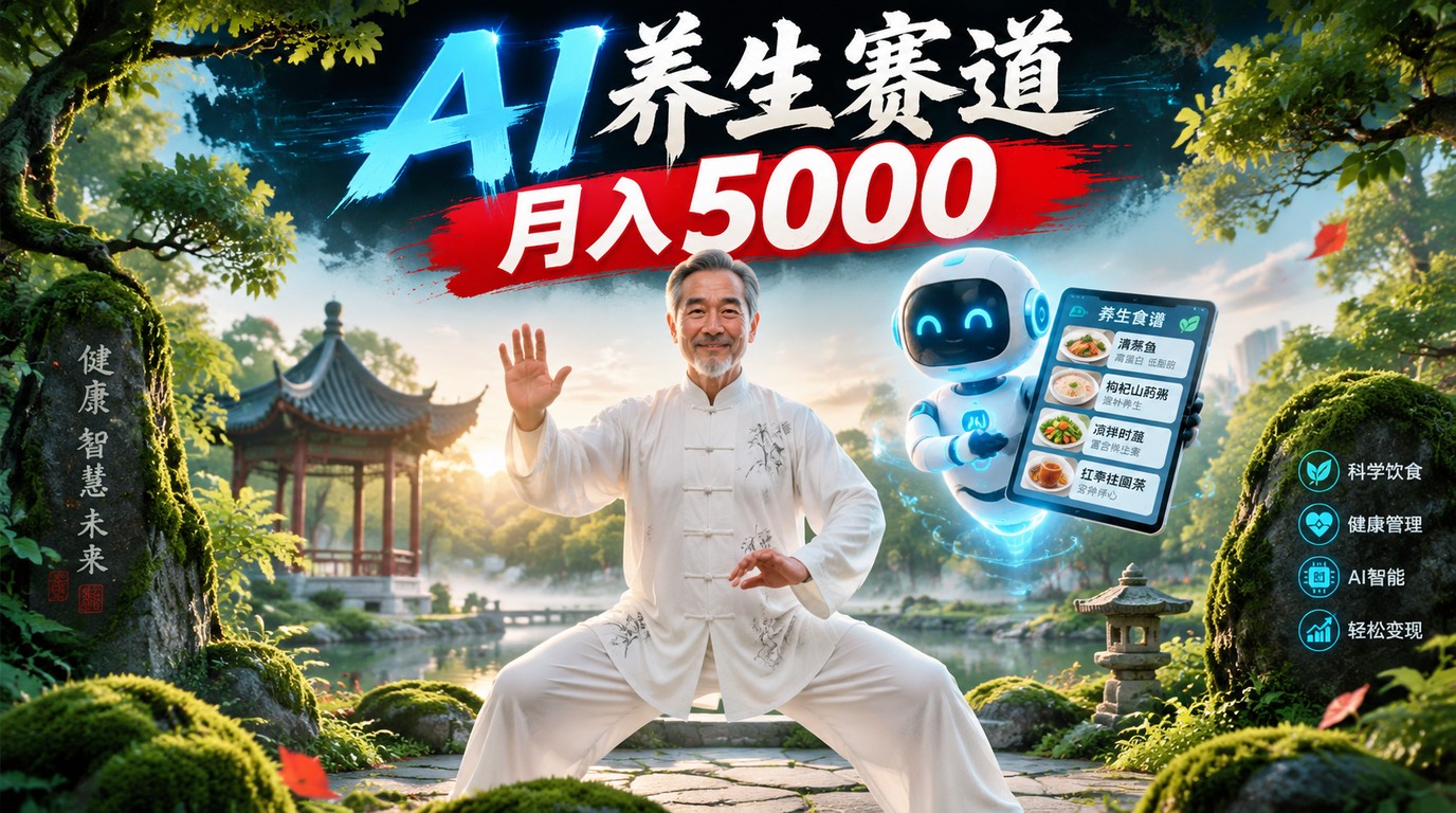 互联网AI制作中老年养生赛道，月收益超5000元，教程与软件全分享