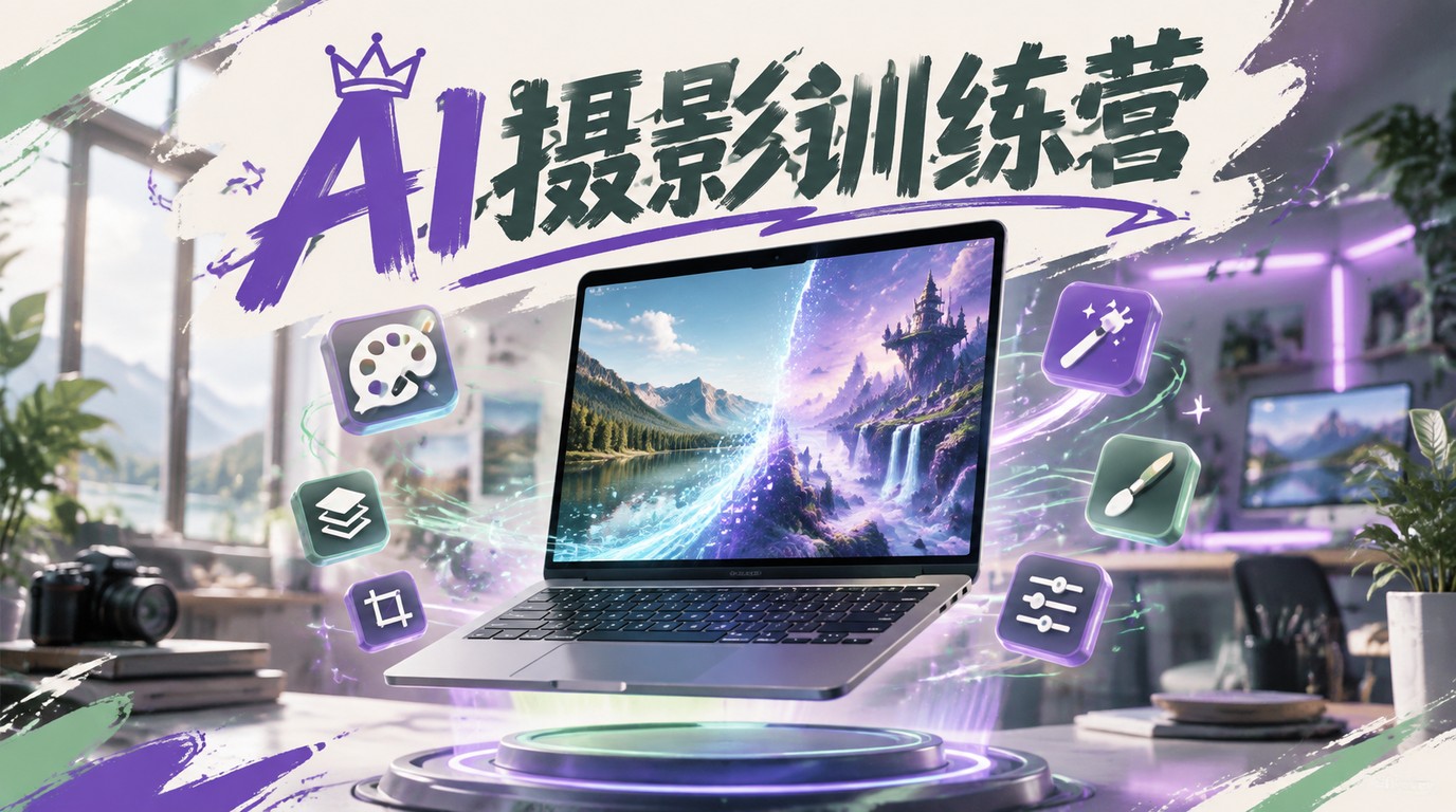 AI摄影训练营：多工具实操，从置景到精修全掌握