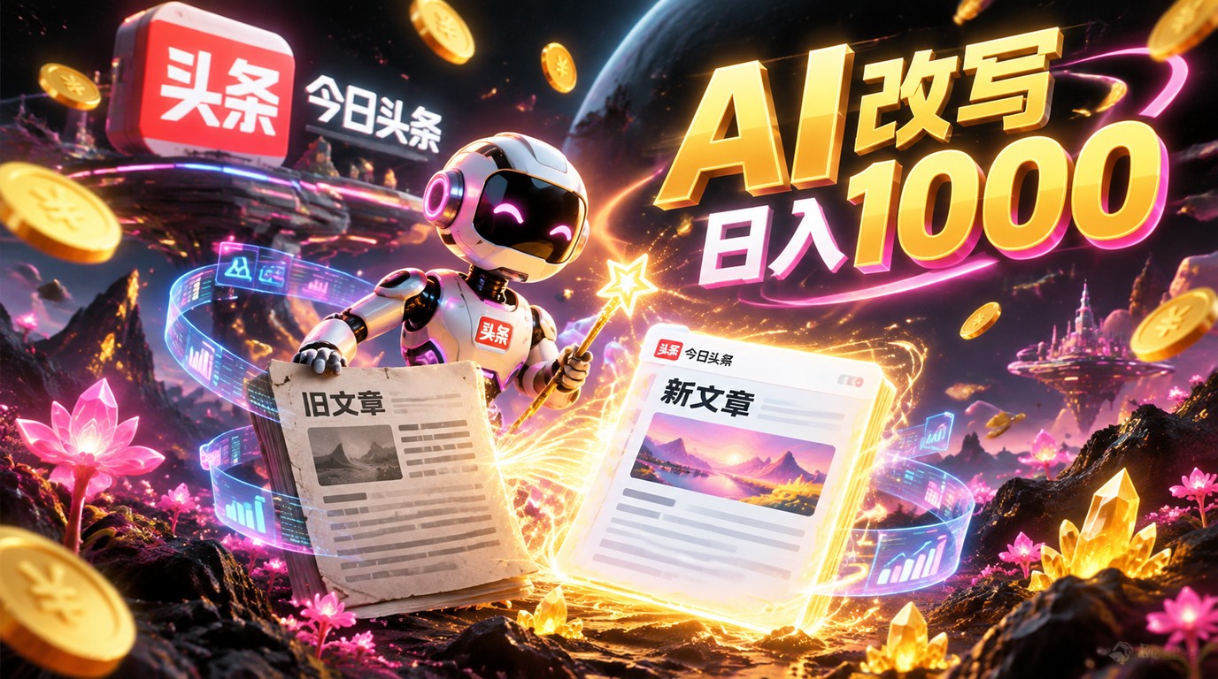 AI一键创作改写，日入1000的今日头条新玩法
