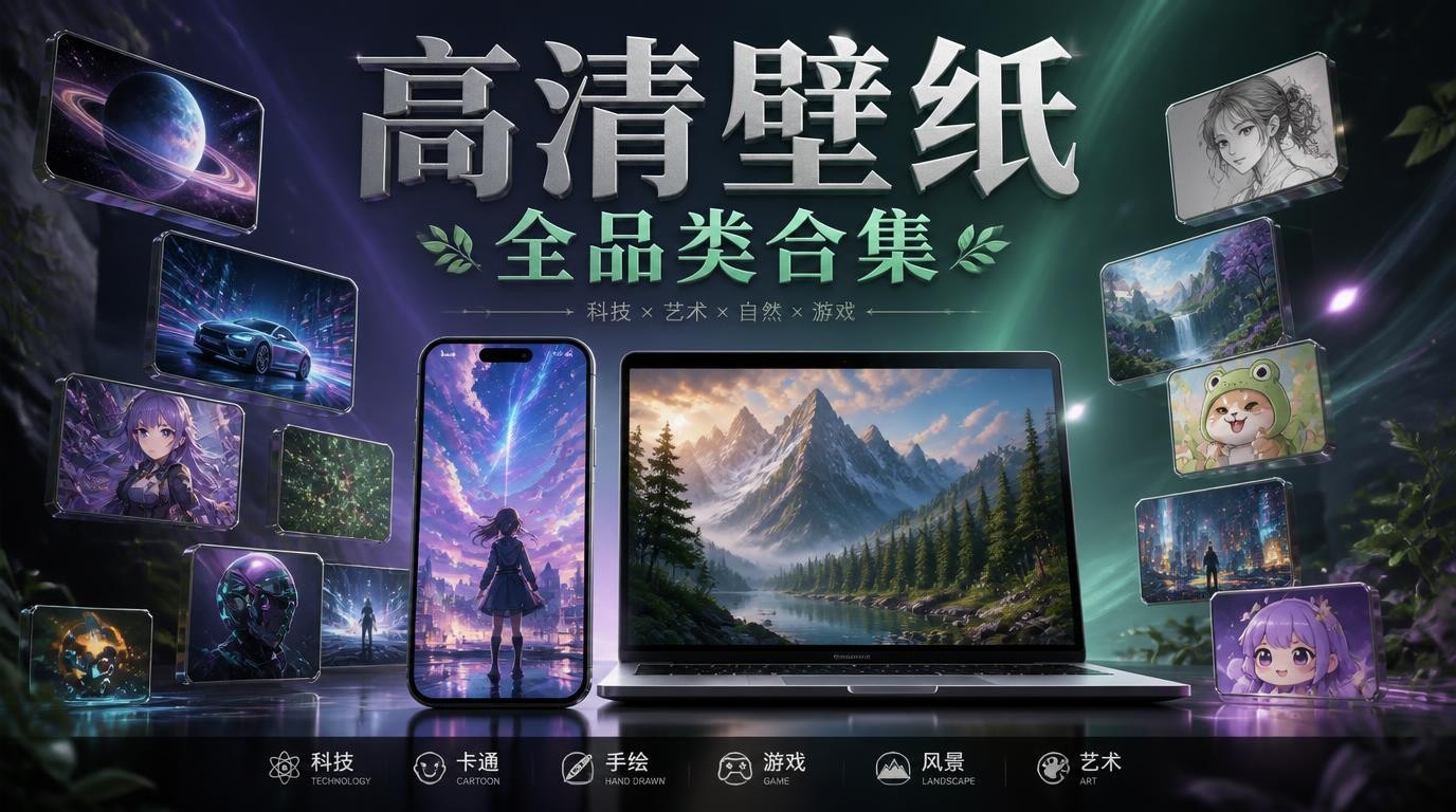 多品类高清壁纸合集：动漫风景科技卡通手绘素描游戏全收录