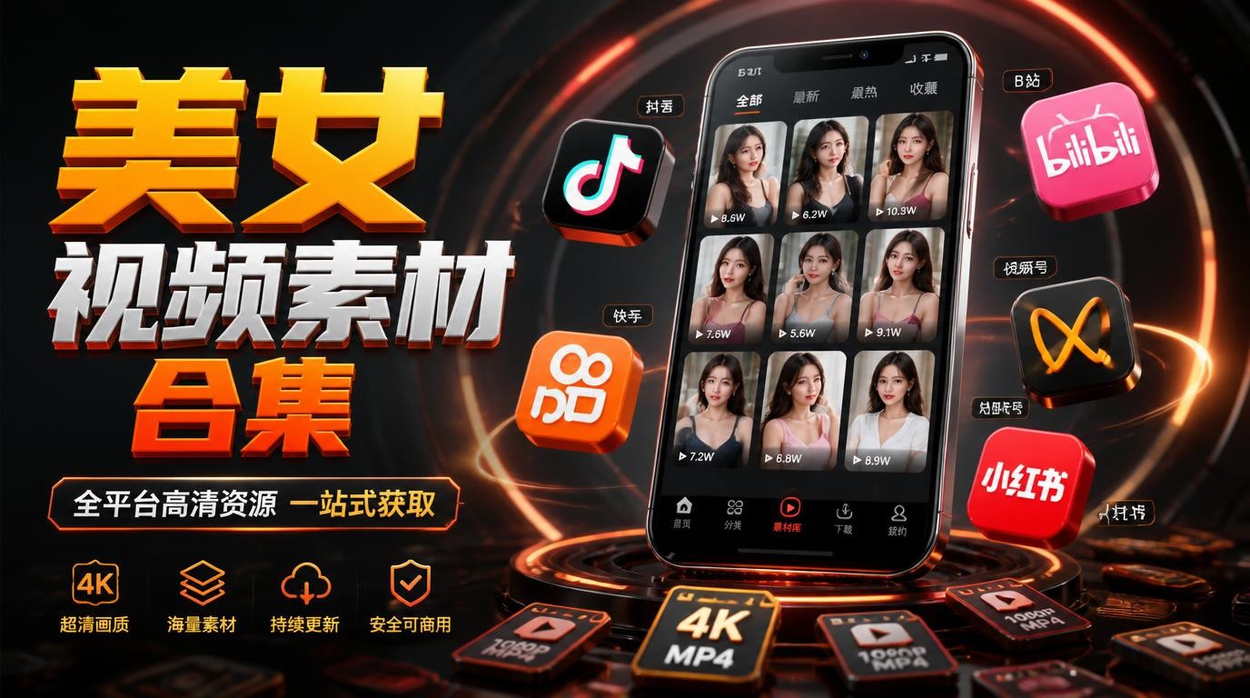 全网高清美女视频素材合集，多平台妹子视频一键收藏