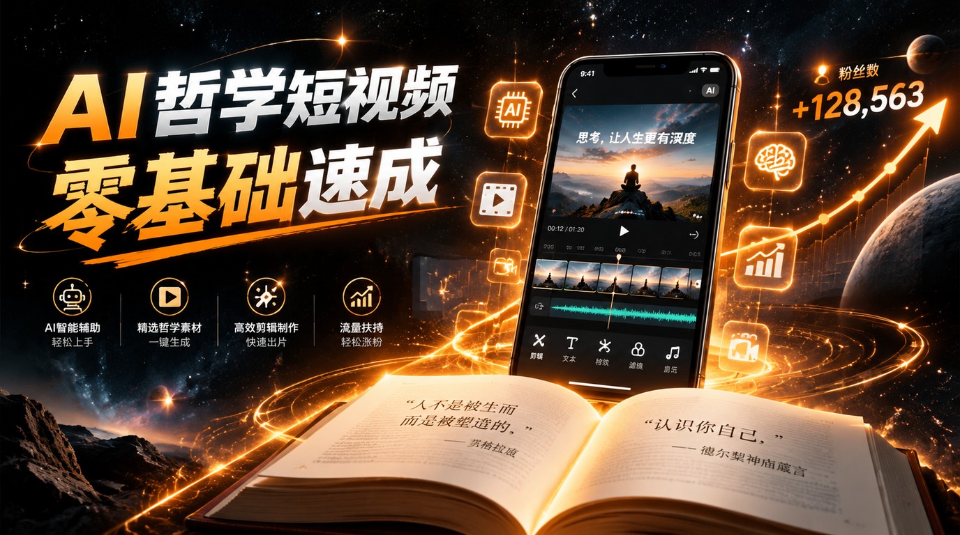 零基础用AI做人生哲学短视频，快速涨粉高流量