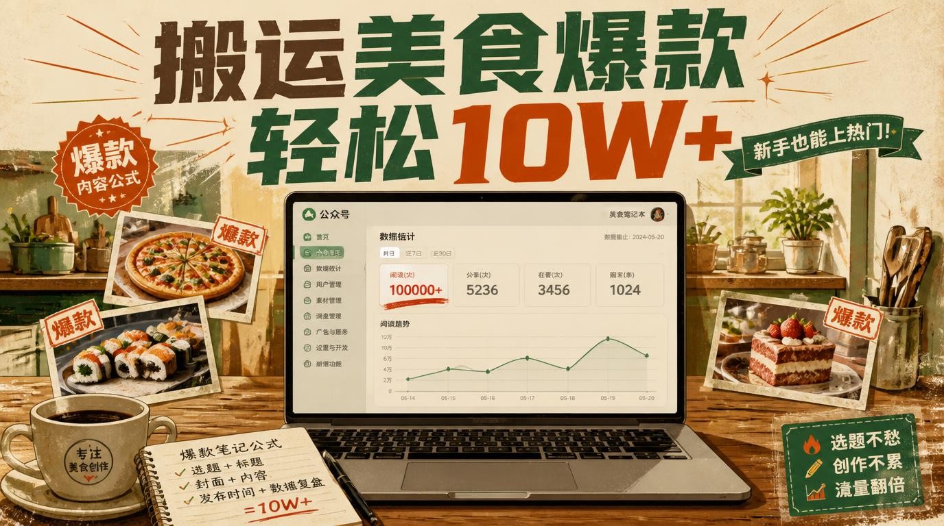 公众号搬运美食爆款攻略，轻松斩获10W+阅读量